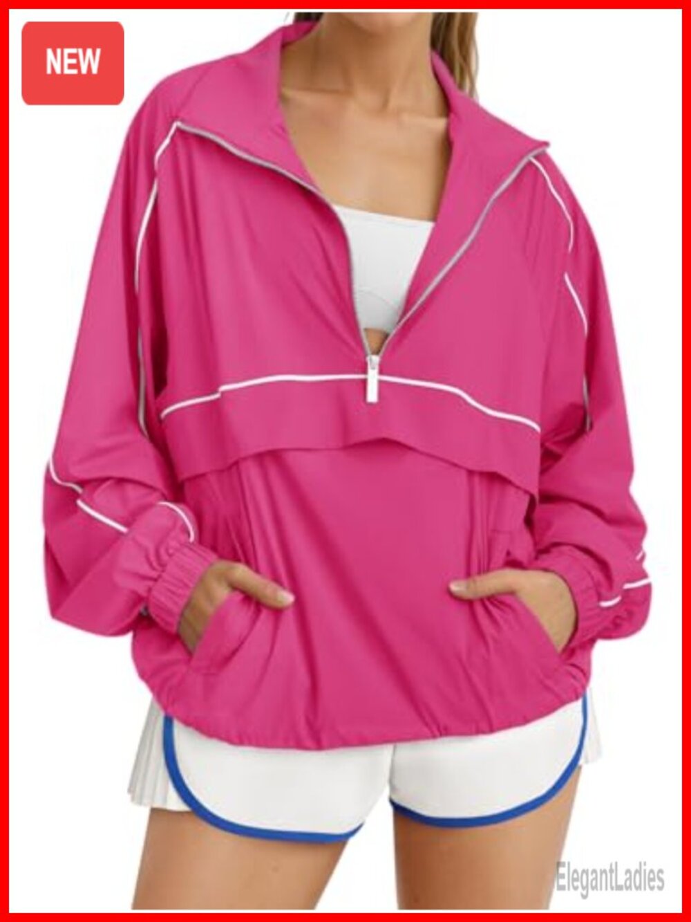 Quarter Zip Pullover UPF 50+ Lightweight Windbreaker Jacket with Pocket